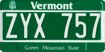 VT license plate ZYX757
