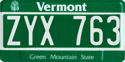 VT license plate ZYX763
