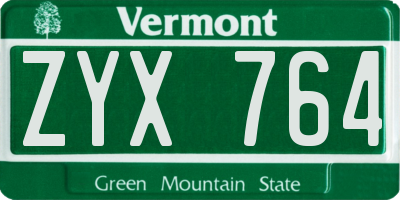 VT license plate ZYX764