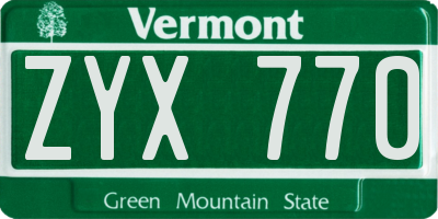 VT license plate ZYX770