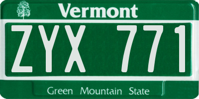 VT license plate ZYX771