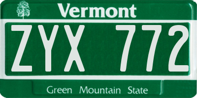 VT license plate ZYX772