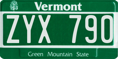 VT license plate ZYX790