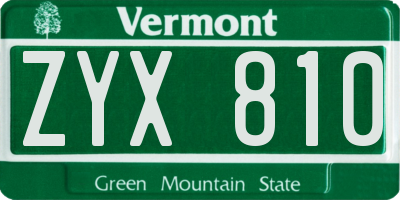 VT license plate ZYX810