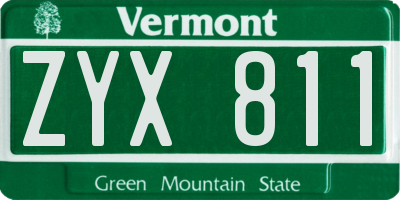 VT license plate ZYX811