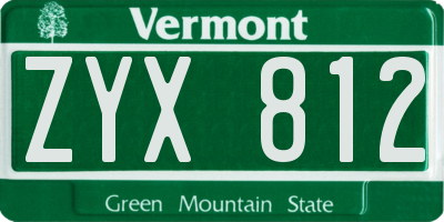 VT license plate ZYX812