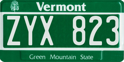 VT license plate ZYX823