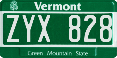 VT license plate ZYX828