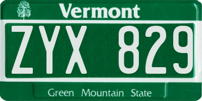 VT license plate ZYX829