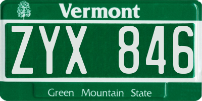 VT license plate ZYX846