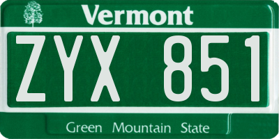 VT license plate ZYX851