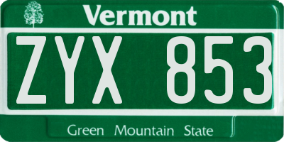 VT license plate ZYX853