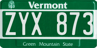 VT license plate ZYX873
