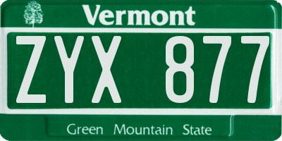 VT license plate ZYX877