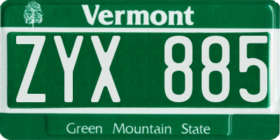 VT license plate ZYX885