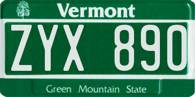 VT license plate ZYX890