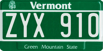 VT license plate ZYX910