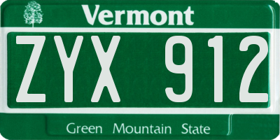 VT license plate ZYX912