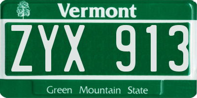 VT license plate ZYX913