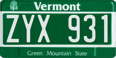 VT license plate ZYX931