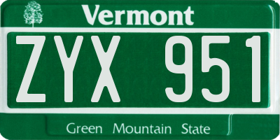 VT license plate ZYX951