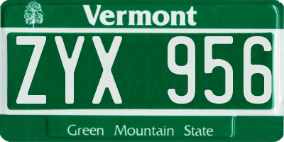 VT license plate ZYX956