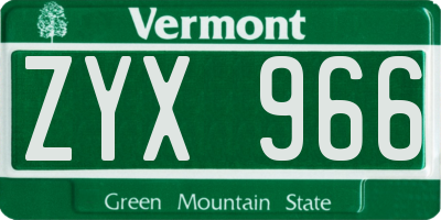 VT license plate ZYX966
