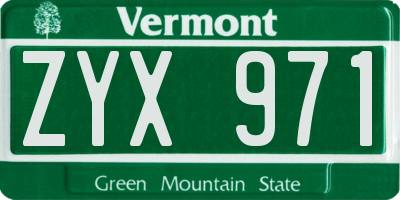 VT license plate ZYX971