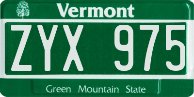 VT license plate ZYX975