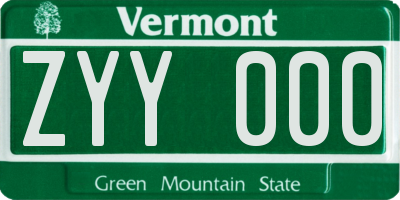 VT license plate ZYY000