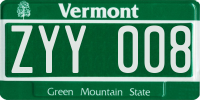 VT license plate ZYY008