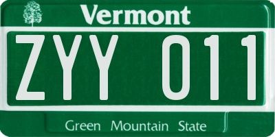 VT license plate ZYY011