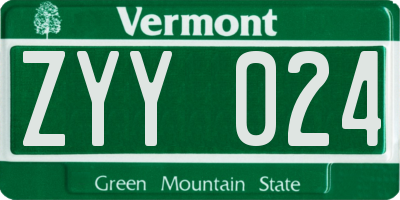 VT license plate ZYY024