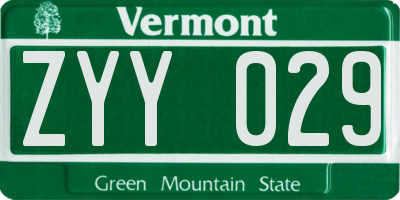 VT license plate ZYY029