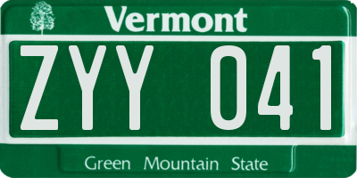 VT license plate ZYY041