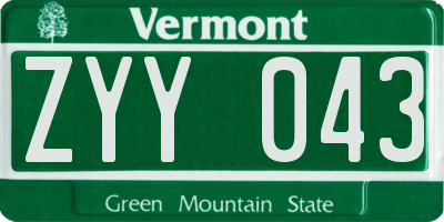 VT license plate ZYY043