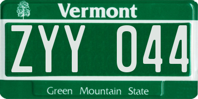 VT license plate ZYY044