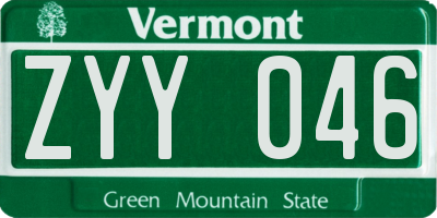 VT license plate ZYY046