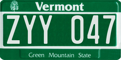 VT license plate ZYY047