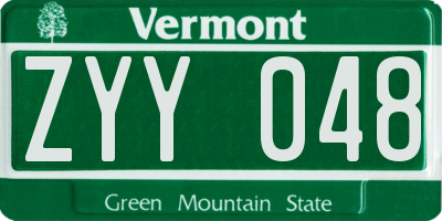VT license plate ZYY048