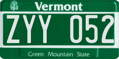 VT license plate ZYY052
