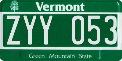 VT license plate ZYY053