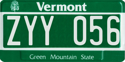 VT license plate ZYY056
