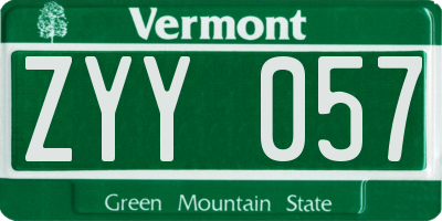 VT license plate ZYY057