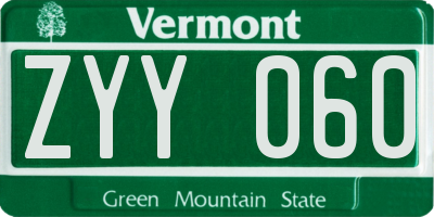 VT license plate ZYY060