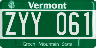 VT license plate ZYY061