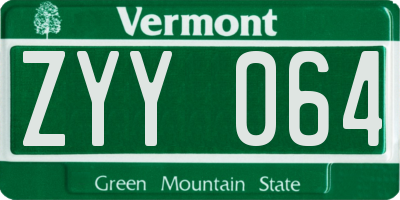 VT license plate ZYY064
