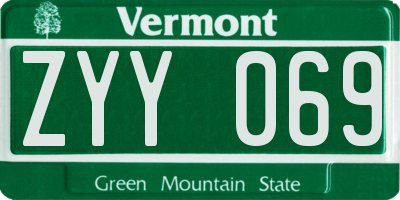 VT license plate ZYY069