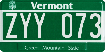 VT license plate ZYY073