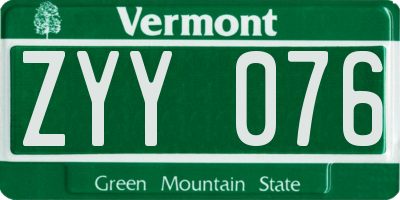 VT license plate ZYY076